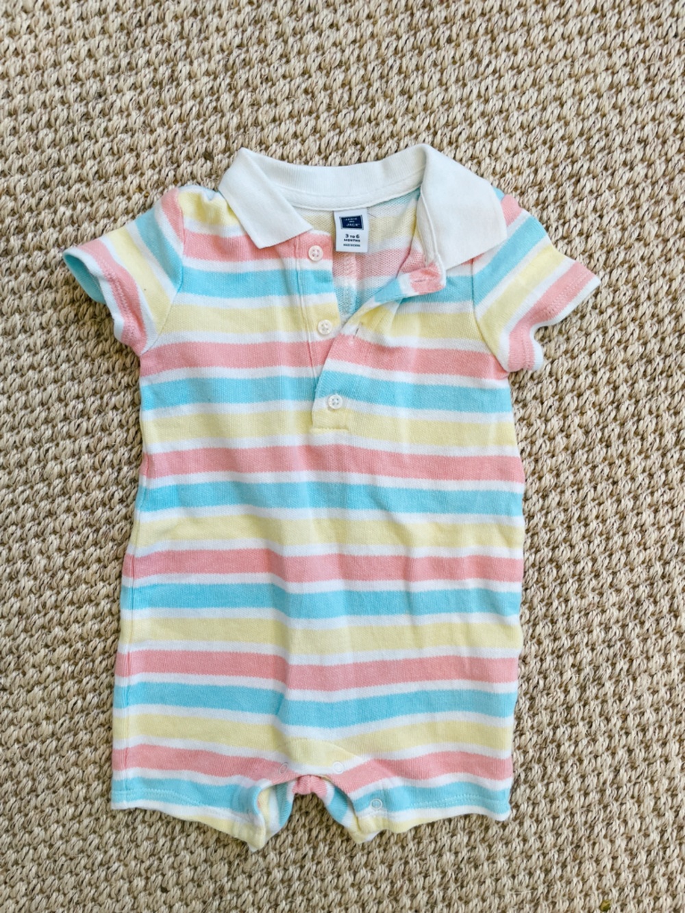 Janie and Jack Baby Pastel Stripe Polo Romper 3-6 Months